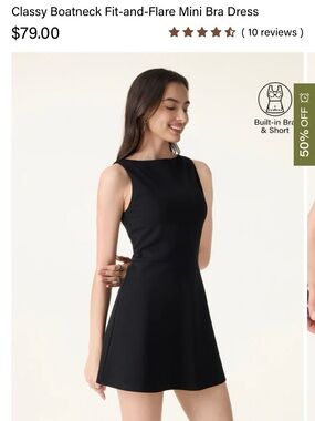 OGL Black Boatneck Fit-and-Flare Mini Dress